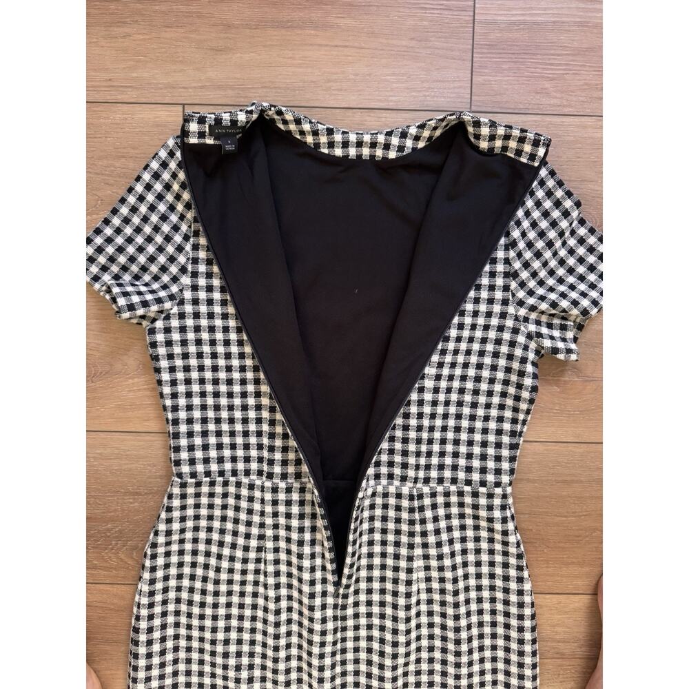 Ann Taylor Black & White Gingham Woven Sheath Dress Size 6 Classic Tailored - Picture 7 of 16
